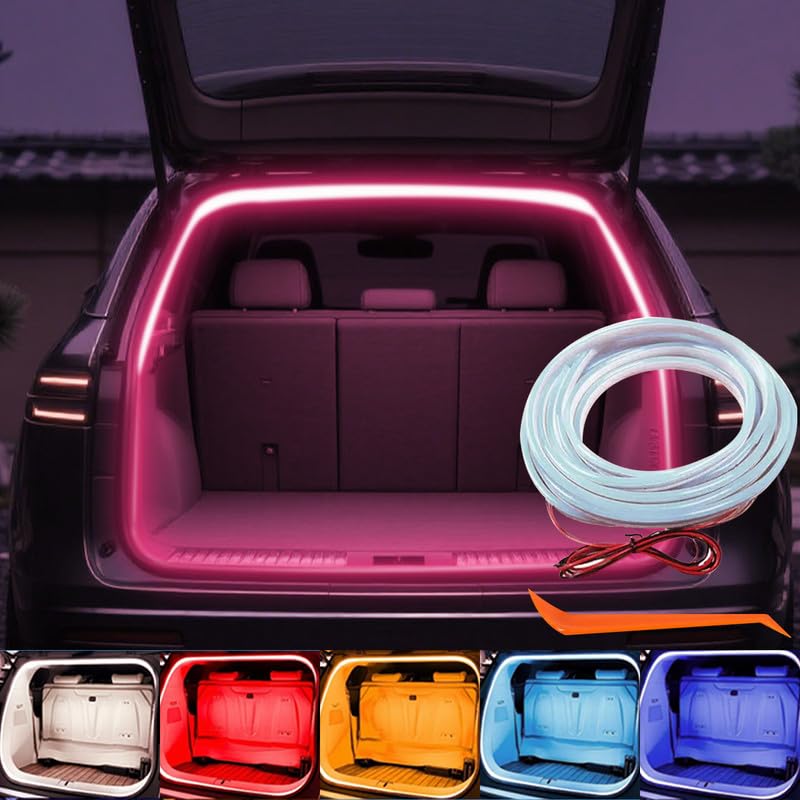 アンビエントライト車 ルームランプ 車内 【2025新モデル】トランクライト LEDテープ 高輝度 雰囲気 車内装飾用 カット可能 サイズ調節可能 埋め込み 防水 取付簡単 車のトランク用（自動点消灯 ピンク 4m）